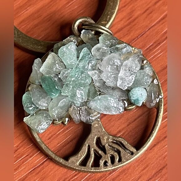 Tree of Life Natural Green Jade (Jadeite Jade) Crystal Keychain - Picture 14 of 16